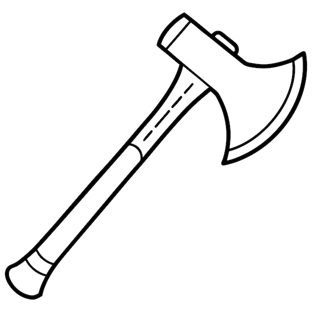 axe doodle style outline coloring book page line art drawing