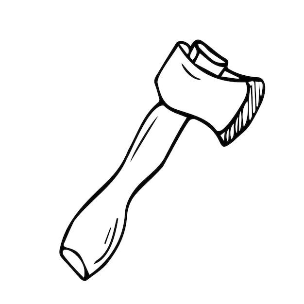 An axe editable doodle hand drawn icon An axe for camping hiking local tourism illustration