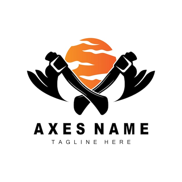 Axe Logo Design War Tool Illustratie en Houthakker Vector