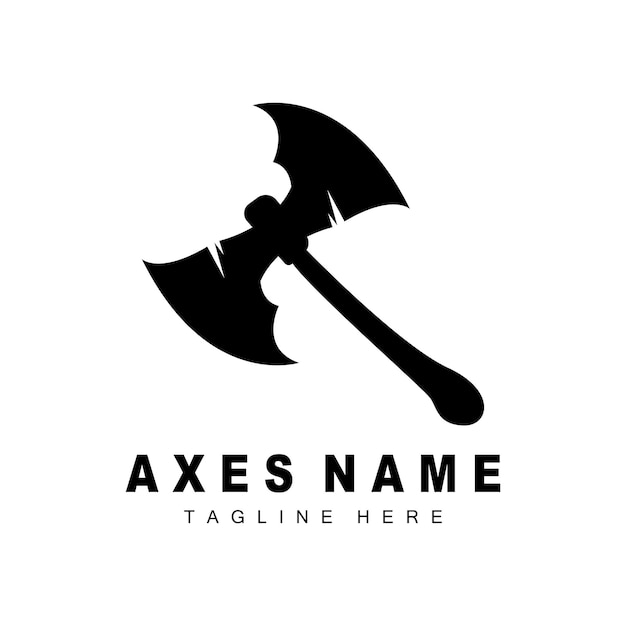 Vector axe logo design war tool illustratie en houthakker vector