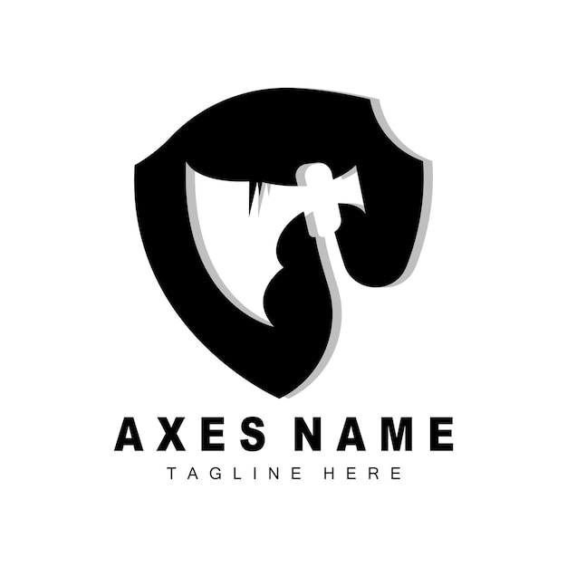 Axe Logo Design War Tool Illustratie en Houthakker Vector