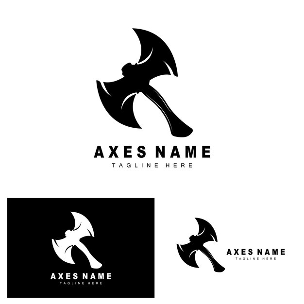 Axe Logo Design War Tool Illustratie en Houthakker Vector