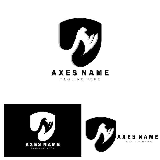 Axe Logo Design War Tool Illustratie en Houthakker Vector