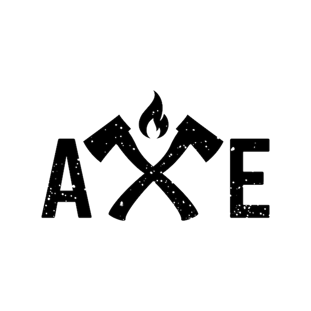 AXE logo with fire grunge vector style