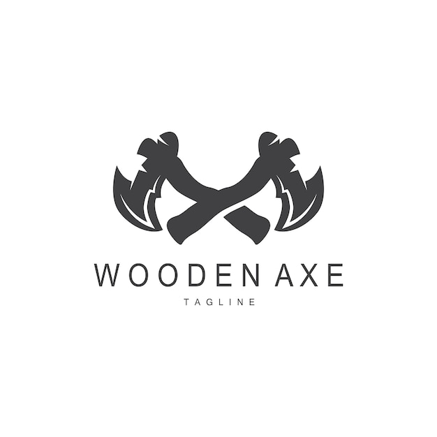 Ax logo utensile da taglio per legno lumberjack vector semplice modello di simbolo di design minimalista