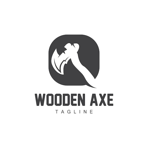 Axe Logo Wood Cutting Tool Lumberjack Vector Simple Minimalist Design Symbol Template