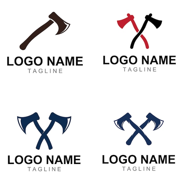 Axe logohatchet-logo met conceptontwerpsjabloon voor vectorillustratie