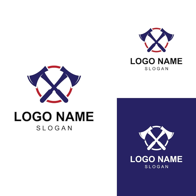 Logo axe logohatchet con modello di illustrazione vettoriale di concept design