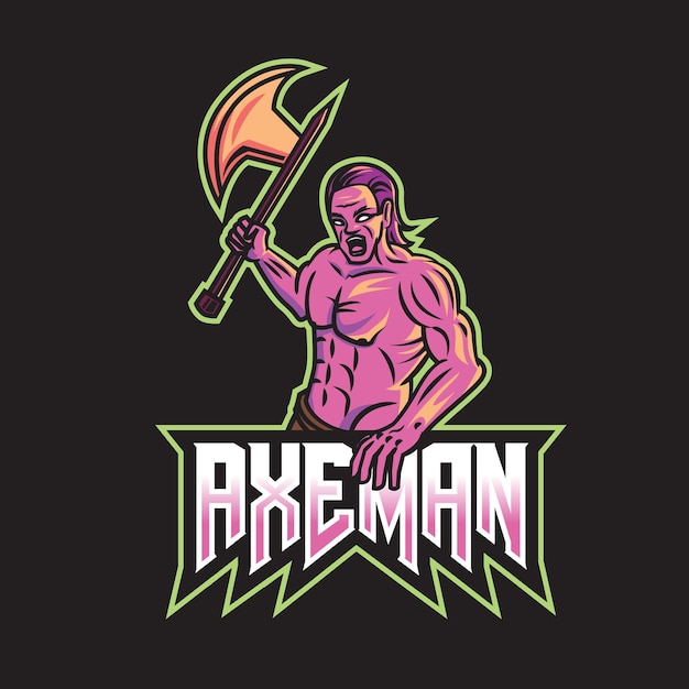 Axe man mascot logo