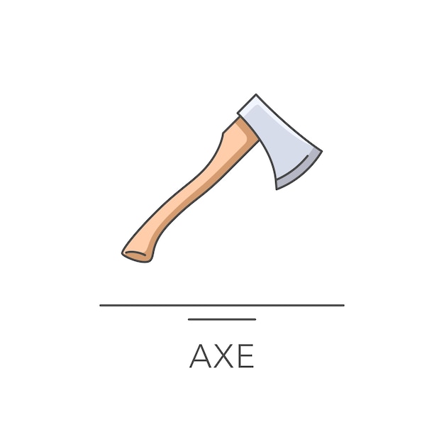 Axe outline colorful icon vector illustration