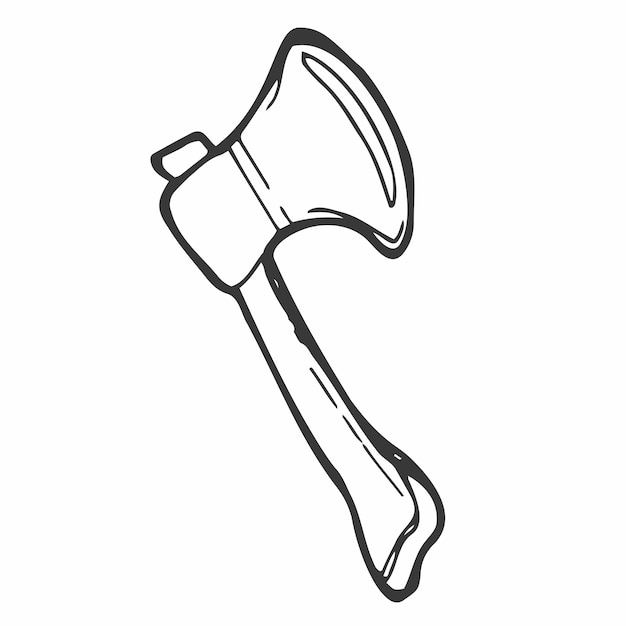 Axe outline doodle Vector illustration isolated on white background Item for Camping and bushcraft