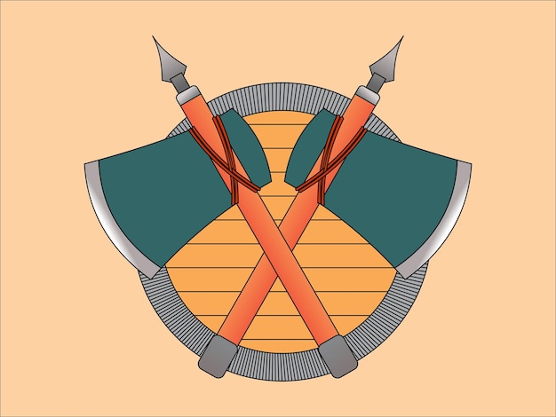 Vector axe and shield illustration vector