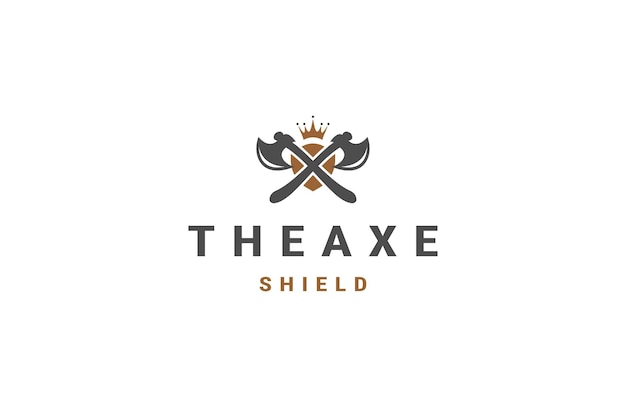 Axe shield queen logo icon design template