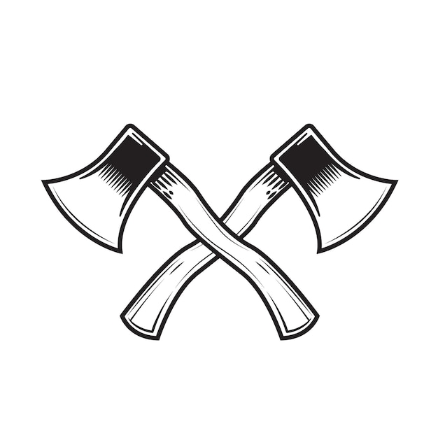 Vector axe vector illustration black and white line art