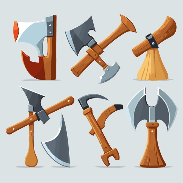 Vector axes and hatchet vector on a white background