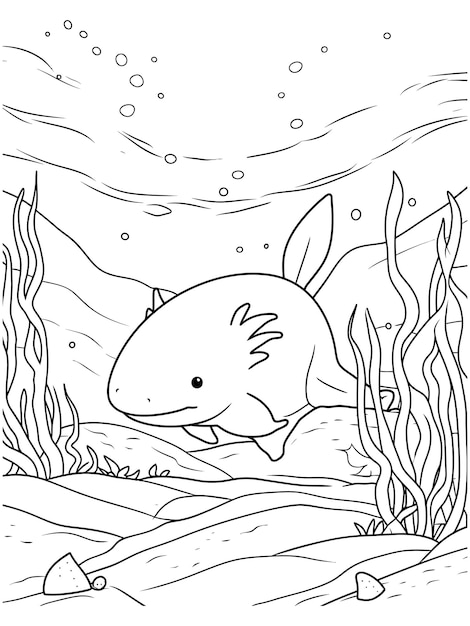 Vettore pagina da colorare axolotl