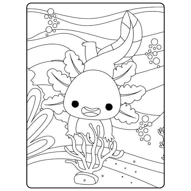 Vettore disegni da colorare axolotl per bambini