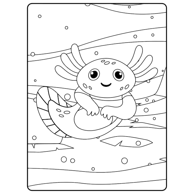 Vector axolotl coloring pages for kids