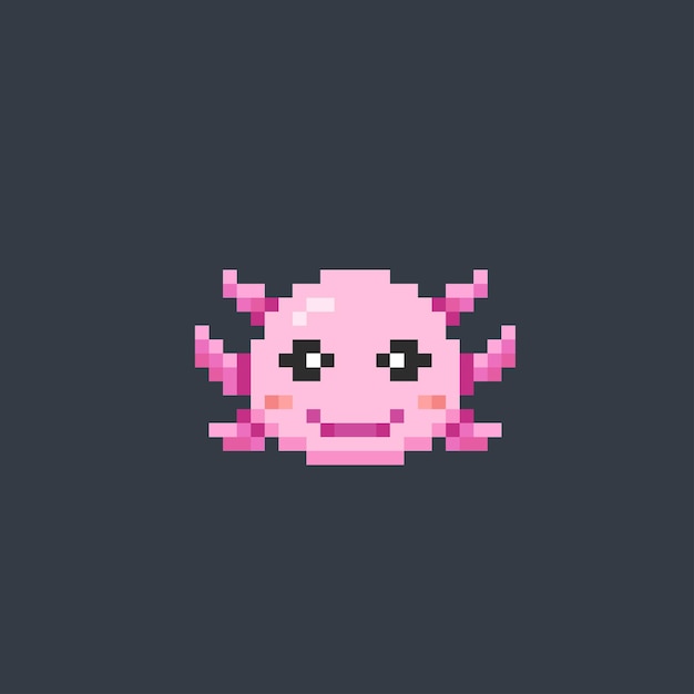 axolotl head in pixel art style