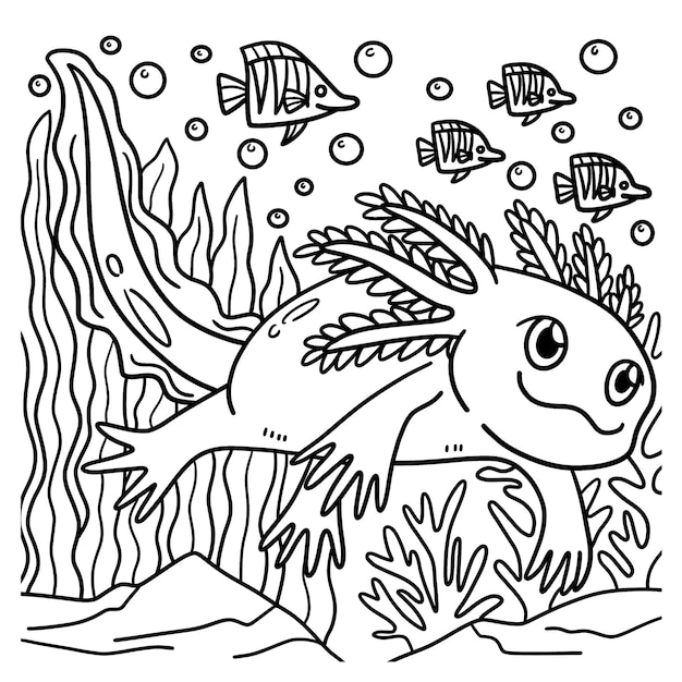 Axolotl Kleurplaat voor kinderen
