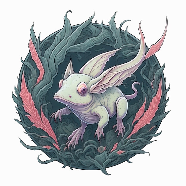 Вектор Музыкальная иллюстрация axolotl serenade для печати по запросу