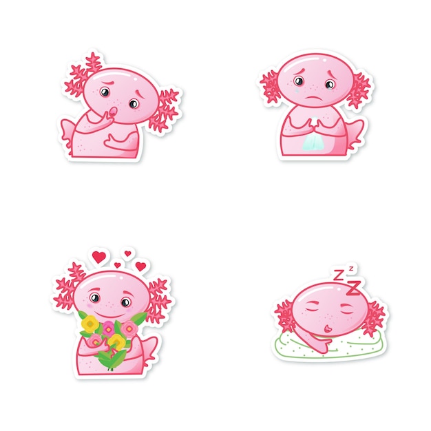 Axolotl-stickers Anime Axolotl Kleurrijk