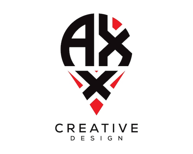 AXX-letterlocatie vorm logoontwerp