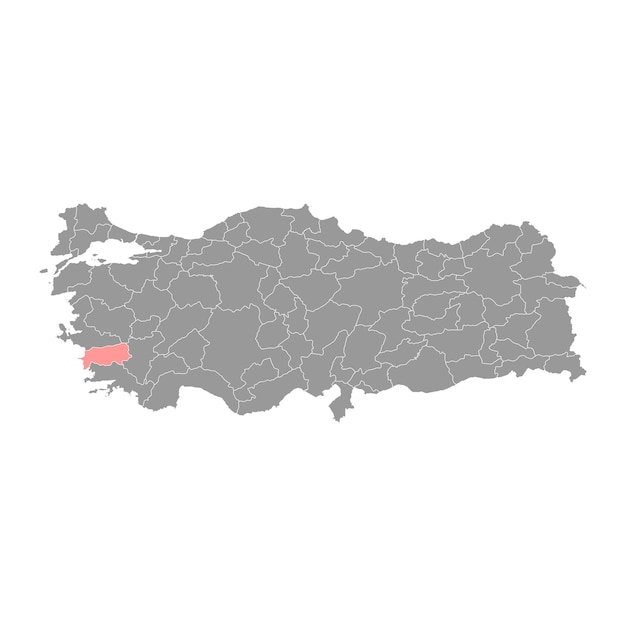 Mappa della provincia di aydin divisioni amministrative della turchia illustrazione vettoriale