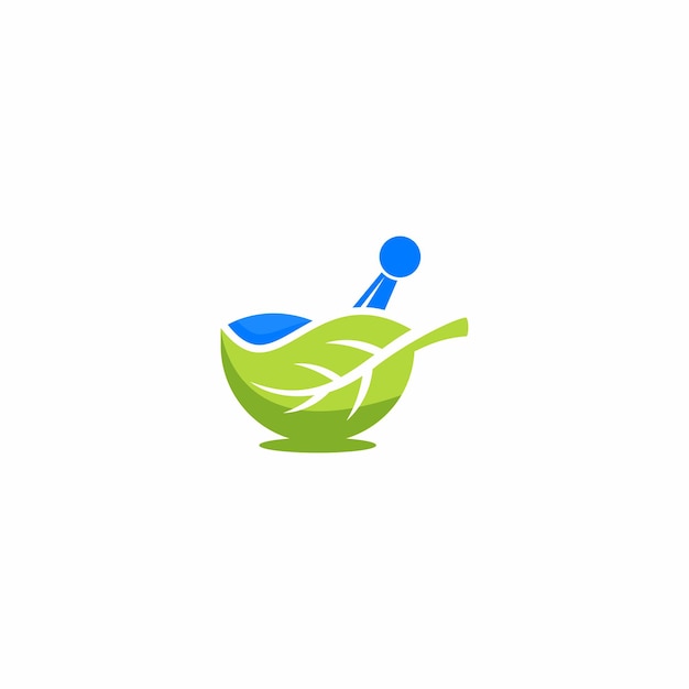 Ayurvedic Medicine Destroyer. Mortar and pestle with AYURVEDA text. alternative medicine logo.