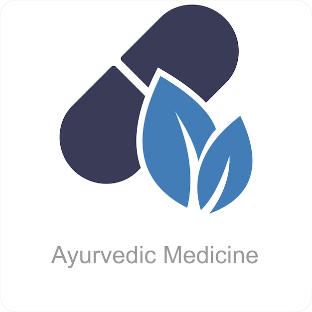 Vettore medicina ayurvedica e concetto di icone a base di erbe