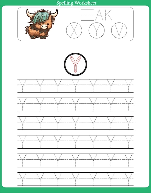 AZ alphabets letter tracing worksheet for kids handwriting practice