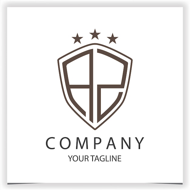 AZ Logo monogram with shield shape isolated black colors on outline design template premium elegant template vector eps 10