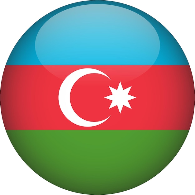 Vector azerbaijan 3d rounded flag button