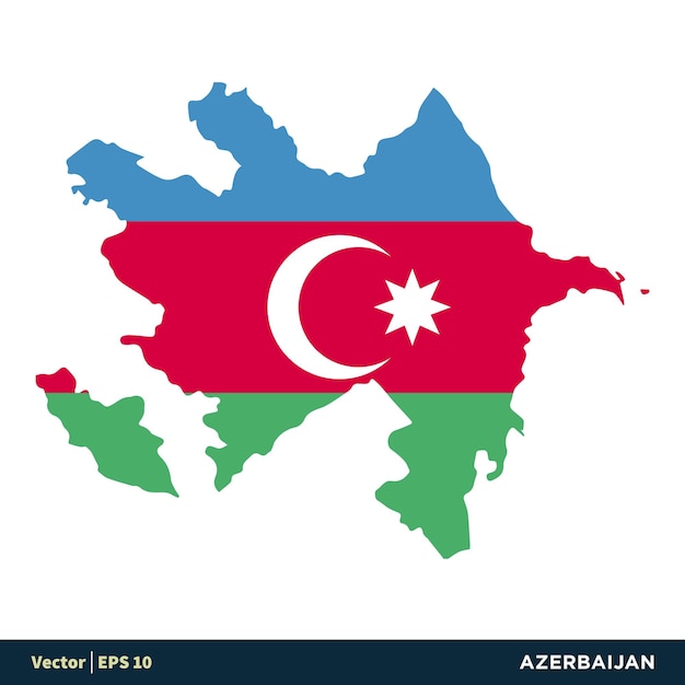 Azerbaijan Europe Countries Map and Flag Vector Icon Template Illustration Design Vector EPS 10