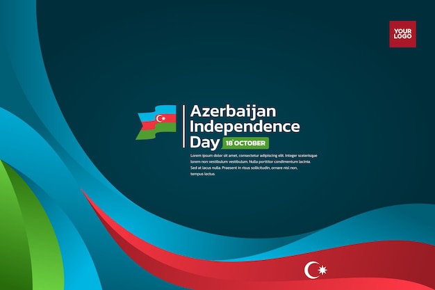 Вектор Флаг азербайджана фон день независимости азербайджана 18 октября