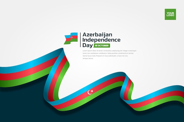 Bandiera dell'azerbaigian sullo sfondo giorno dell'indipendenza dell'aserbaigian 18 ottobre