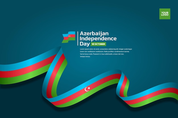 Vettore bandiera dell'azerbaigian sullo sfondo giorno dell'indipendenza dell'aserbaigian 18 ottobre