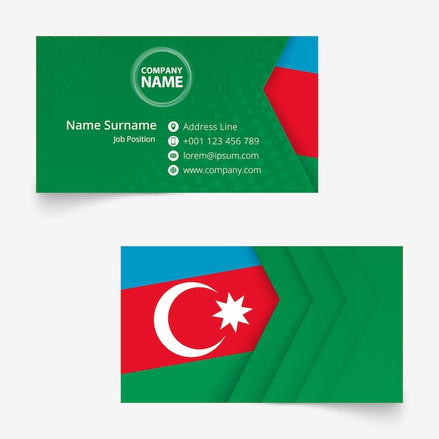 Azerbaijan Flag Business Card, standard size (90x50 mm) business card template with bleed under the clipping mask.