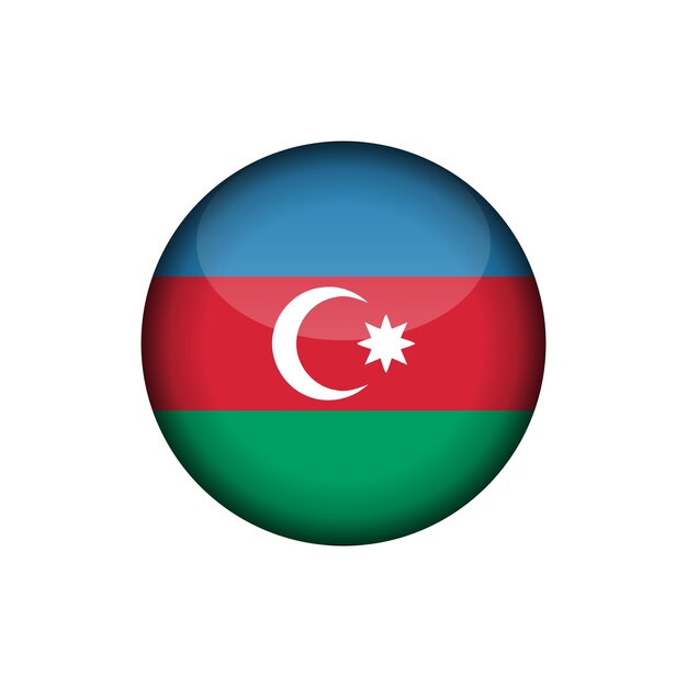 Azerbaijan Flag Circle Button Vector Template