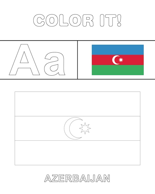 Azerbaijan Flag Coloring Page For Kids