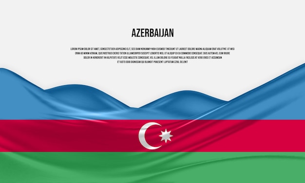 アゼルバイジャンの国旗のデザイン。サテンまたはシルク生地で作られたアゼルバイジャンの旗を振っています。ベクトル イラスト。