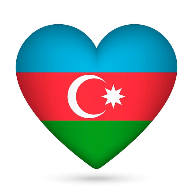 Azerbaijan flag in heart shape Vector illustration