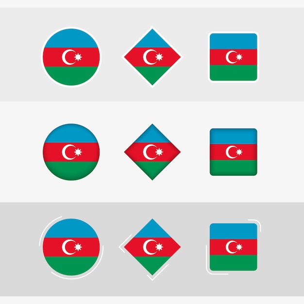 Azerbaijan flag icons set vector flag of Azerbaijan