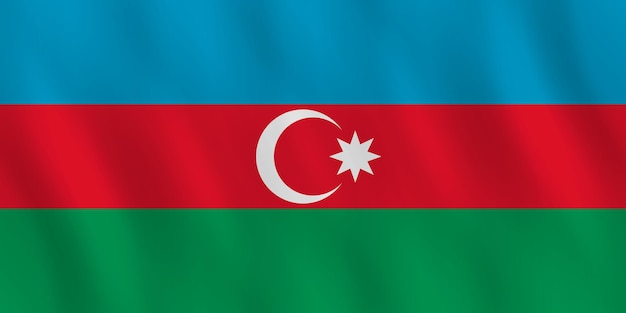 Vettore bandiera dell'azerbaigian con effetto ondeggiante, proporzione ufficiale.