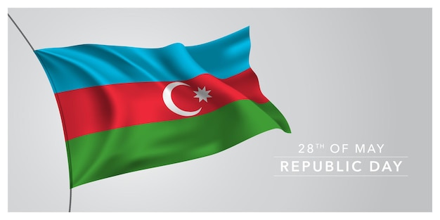 Azerbaijan happy republic day  banner. Azerbaijani holiday 28th of May design  with waving flag as a symbol of independence