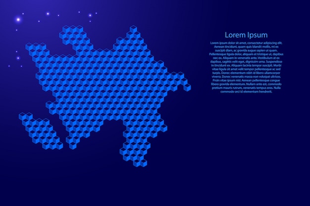 Azerbaijan map from 3D classic blue color cubes isometric abstract concept