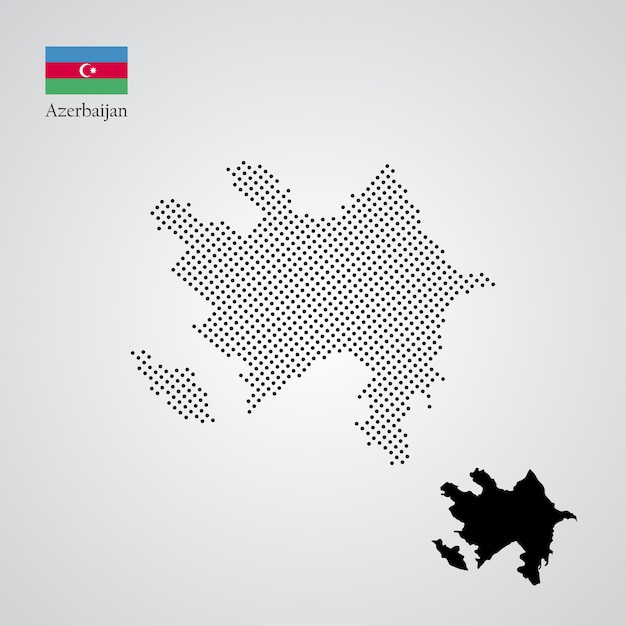 Mappa dell'azerbaigian in silhouette a mezza tonalità