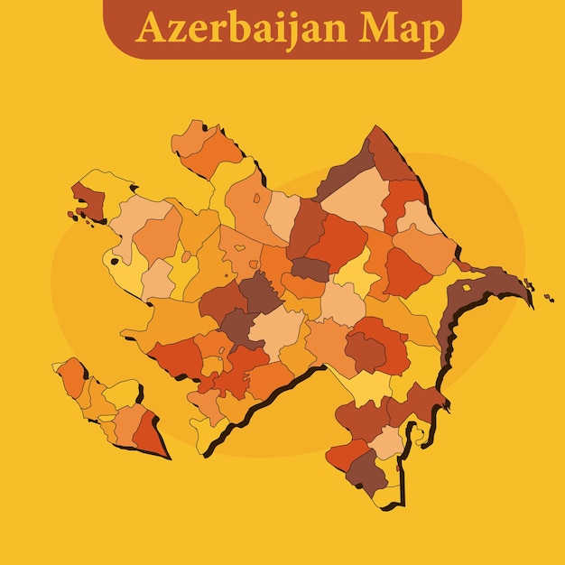 Azerbaijan map vector with regions and cities lines and full every region