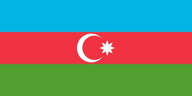 Illustrazione vettoriale della bandiera nazionale dell'azerbaigian con colori ufficiali e proporzioni corrette