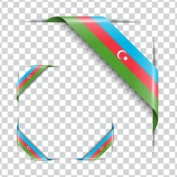 Vector azerbaijan ribbon corner flag with shadow